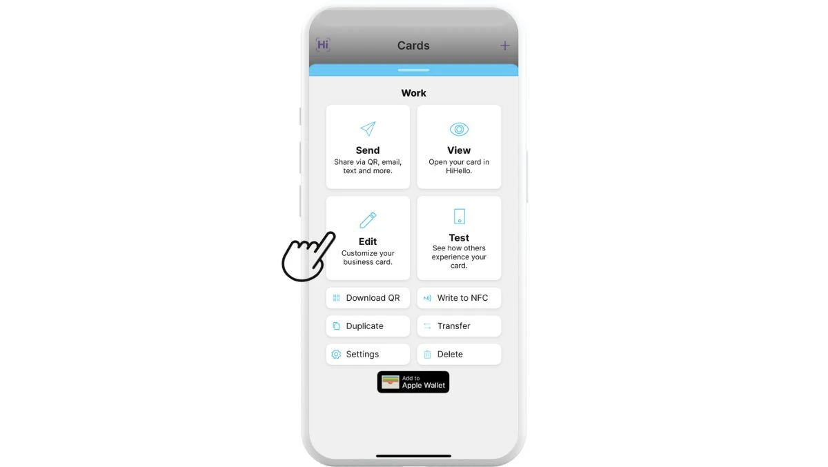 Edit your card to add a photo to your business card